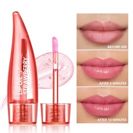 Aloe Vera and Strawberry Lip Oil, 2 Pcs Color Changing Lipstick Lip Oil Tinted Set, Natural, Easy to Application, Long Lasting, Moisturize and Lip Plumping, Lip Gloss