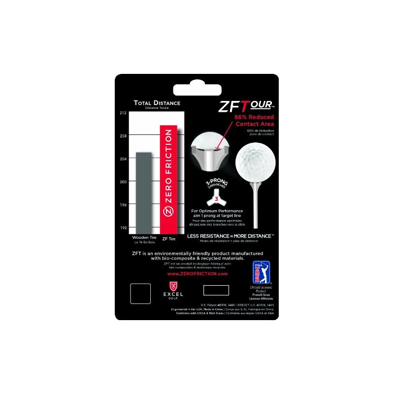 Zero Friction Tour 3-Prong Golf Tees (3-1/4 Inch, Orange, Pack