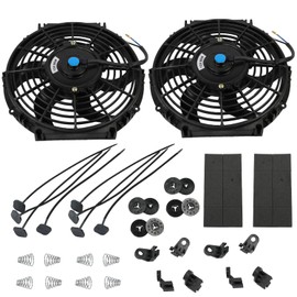JDMSPEED New 2 Sets Universal 10'' Electric Radiator Cooling Slim Fan Push Pull Mounting Kit