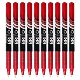 RED Fineliner Pens, Pack of 10, 0.3mm Extra Fine Tip, VBRIT Smooth Writing, Precise Writing, Ideal for Precision Drawing, Writing, and Crafting, iVAIDEX Black Ball Pen