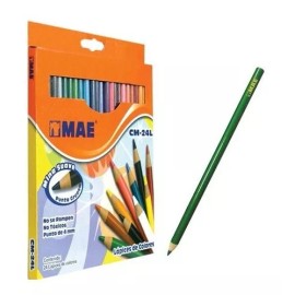 MAE Caja Con 24 Colores Largos Mae Cm-24l Punta Gruesa 4mm /v