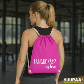 Huuraa Stoffbeutel Bangkok my love Geschenk 12 Liter Fuchsia Baumwolle Bangkok Aufmerksamkeit