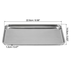 PATIKIL 430 Stainless Steel Tray, 22.8 x 14.8 cm Rectangular Flat Art Laboratory Instrument Tool