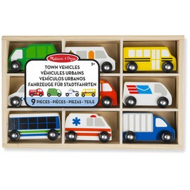 Melissa & Doug Wooden Town Vehicles | Wooden Toy & Trains | Trucks & Vehicles | 3+ | Gift for Boy or Girl