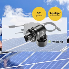 Avoltik 3-pin Wieland socket for balcony power plant, 90° angled connector and plug for mini solar cell IP68, Wieland connection 6-10 mm for reliable power generation, 1 piece