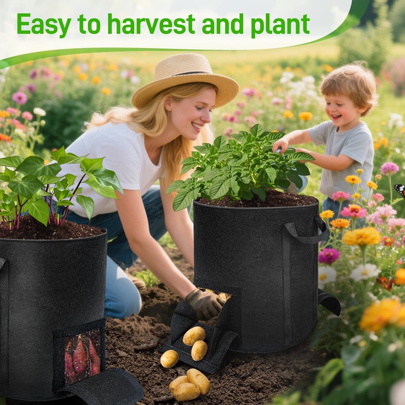 8 Pcs 15 Gallon Potato Grow Bags with Harvest &