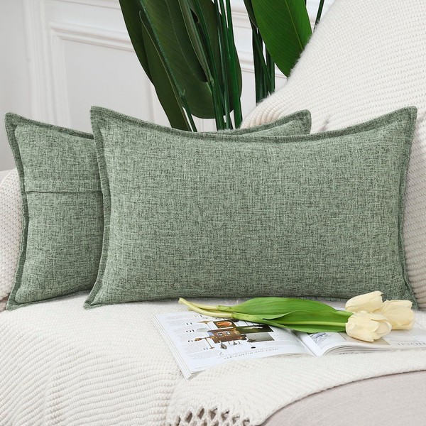 Madizz Set of 2 Linen Cushion Covers 12x20 inch, 30x50