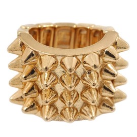 Avalaya Spiky Wide Band Stretch Ring/Gold Tone/ 18mm Width/Size 8/9