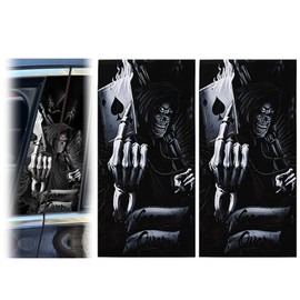 Blueshyhall Blueshyhall B S?ulen Aufkleber Auto Totenkopf Motiv, 2 Stck Mittels?ule Aufkleber Schwarz mit Sch?del Muster Kratzfest Wasserfest, Coole Auto Aufkleber Seiten Skull Car Tuning Sticker (B)