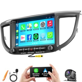 4G+64G Car Radio for Honda CRV 2012 2013 2014 2015 2016, 9 Inch IPS Touch Screen CRV Stereo with Carplay&Android Auto,Blutooth& GPS Navigation, Back-up Camera&FM Radio