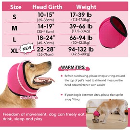 Dog Calm Hoodie Ear Wraps for Dogs, Waterproof Dog Swim Cap, Ear Cover Muffs for Anxiety Relief Noise Cancelling, Dog Head Warp Ear Protection for Hematoma Fireworks Bath Swim Blow Drying(S,Rose Redd)