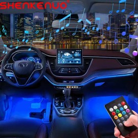 SHENKENUO New 4PCS Car RGB 48LED Light Strip For Cars Interior Atmosphere Neon 12V Lamp US