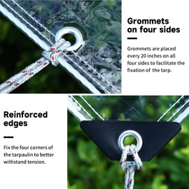 EASTARP 6'x8' 20 Mil Heavy Duty Clear Vinyl PVC Tarp,UV Resistant Glass Tarps Transparent Tarpaulin with Grommets&Reinforced Edges,Suit for Plant Greenhouse Balcony Garden Pet Hutch Roof,Full Size