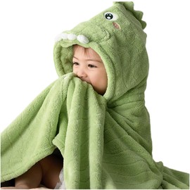 Bebamour Baby Hooded Towels Wearable Hooded Towel for Boys Girls Absorbent Hooded Towel for Toddlers, 25"x 25", 0-6 Years, Green
