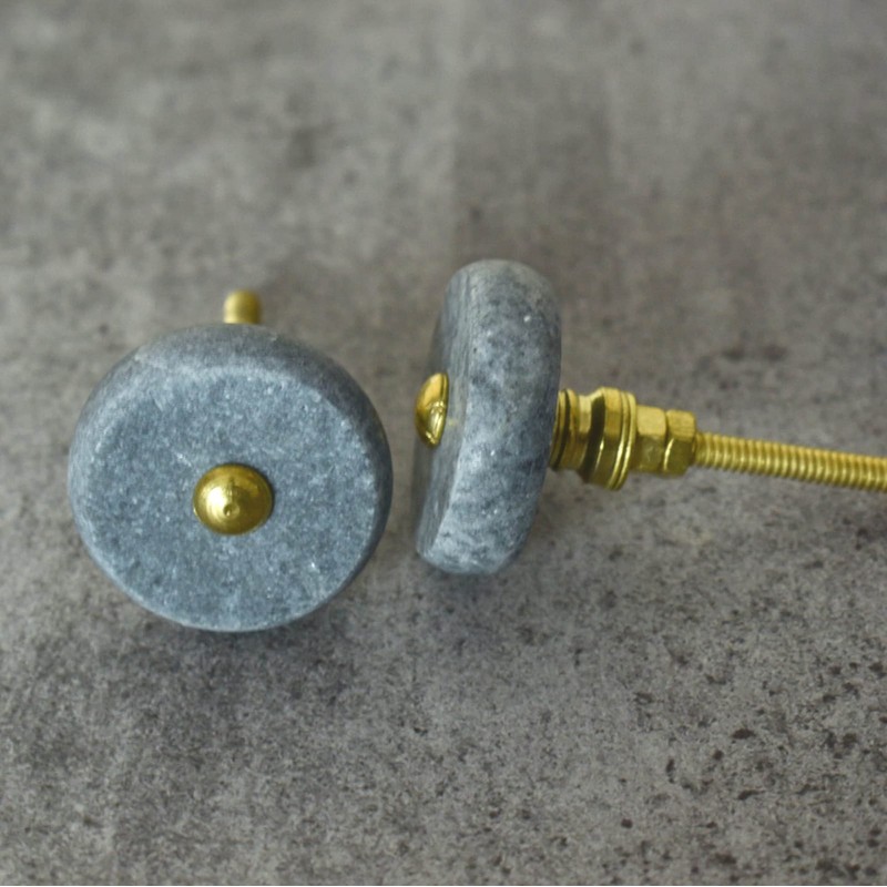 ARTISNO Round Marble Brass Knob, Modern Cabinet Knob, Decorative Hardware,