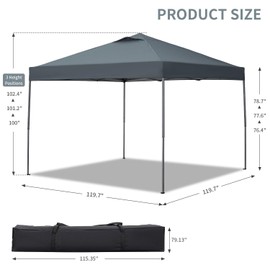 GDY 12X12 Pop Up Canopy Tent, Outdoor Canopy Tent, Commercial Instant Gazebos, Portable Shelter Canopies, for Patio/Outdoor/Wedding Parties and Events,Grey.