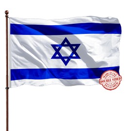 Double Sided Israeli Flag 2x3 Banner Outdoor- Heavy Duty 3Ply 240D Polyester Vivid Colors- Israel Flag Banner 2x3-2 Rows Stitched and Canvas Header with 2 Brass Grommets