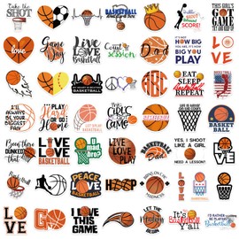 Basketball Stickers for Kids 50Pcs Cool Basketball Stickers for Water Bottle Waterproof Basketball Stickers for Boys Girls Vinyl Sports Stickers for Laptop Scrapbook Party Favors Kids Classroom