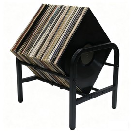 8OOKUAIO Vinyl Record Shelf - Heavy Duty Metal LP Holder for Vinyl Records | 1-100 Capacity Single-Layer Record Bins for 12" Albums, Books, Magazines, Files(single-layer storage rack)