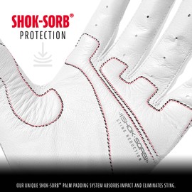 Franklin Sports 20965F5 Shok-Sorb X Batting Gloves, White/White, Adult X-Large