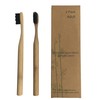 Bamboo Toothbrushes Set of 2 with Bamboo Wood Round Handle