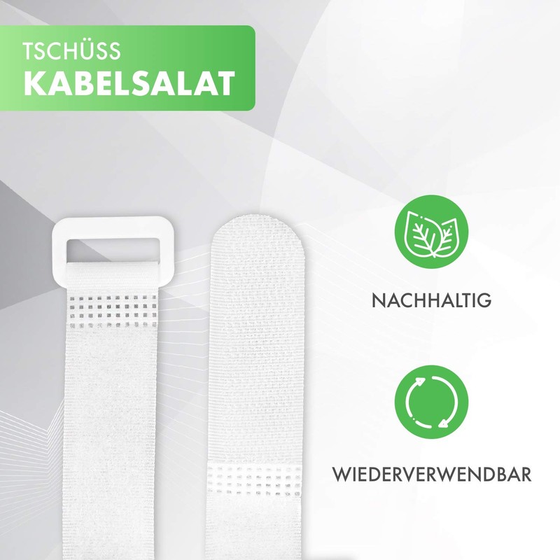 FrogJim FrogJim Klettkabelbinder - 25er-Pack - 20 cm - wei?