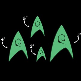 Trek Inspired Original Operations Badge Silhouette Space Voyager Glow in The Dark Sticker Decal for Phone Tablet Laptop Car Truck Window | 2" Sticker | Green