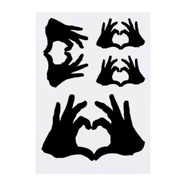 4 x 'Heart Hands' Temporary Tattoos - Water Resistant, Skin-Safe, Non-Toxic Transfers, Mixed Sizes (TO00067052)