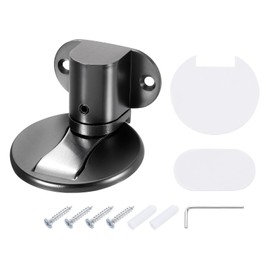 QUARKZMAN Magnetischer Türstopper, leiser magnetischer Bodentürstopper, verstellbarer Bodentürfang mit Klebeband und Schrauben, stoßdämpfend für Schlafzimmer Büro Badezimmer, Grau