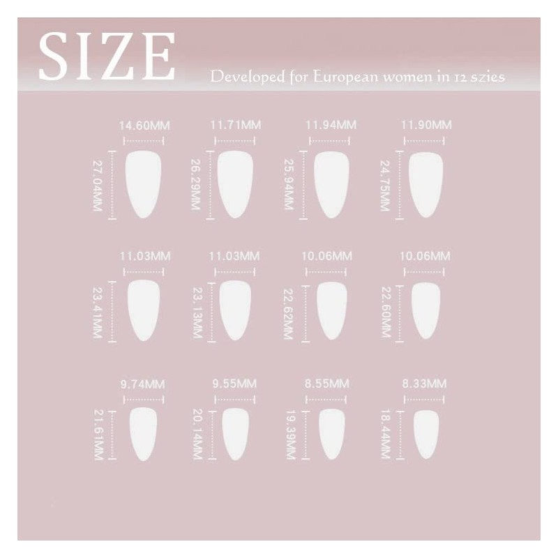 Sethexy 24 Pcs Almond Glue On False Nails