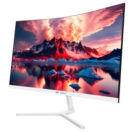 CRUA CRUA 24 Inch Curved Monitor, FHD(19201080P) 100HZ 120% sRGB Computer Monitors, Narrow Bezels on Three Sides, Blue Light Filter PC Monitor for Home, Office and Dormitory(HDMI, VGA)-White