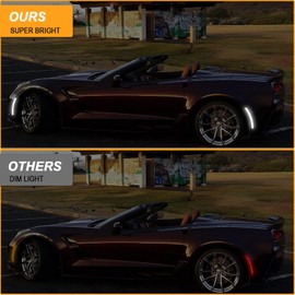 R&F Auto 4PCS Smoked Lens LED Front Rear Side Marker Lights Compatible with Corvette C7 (2014-2019) /Grand Sport/Stingray/Z06 /ZR1 White LED Side marker Lamps Bumper Turn Signal Lights