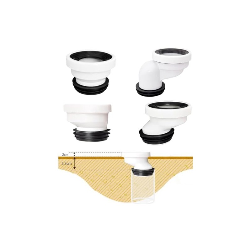 ieron 2cm Offset Toilet Connection Pipe, Plastic Excentric Angled Rigid