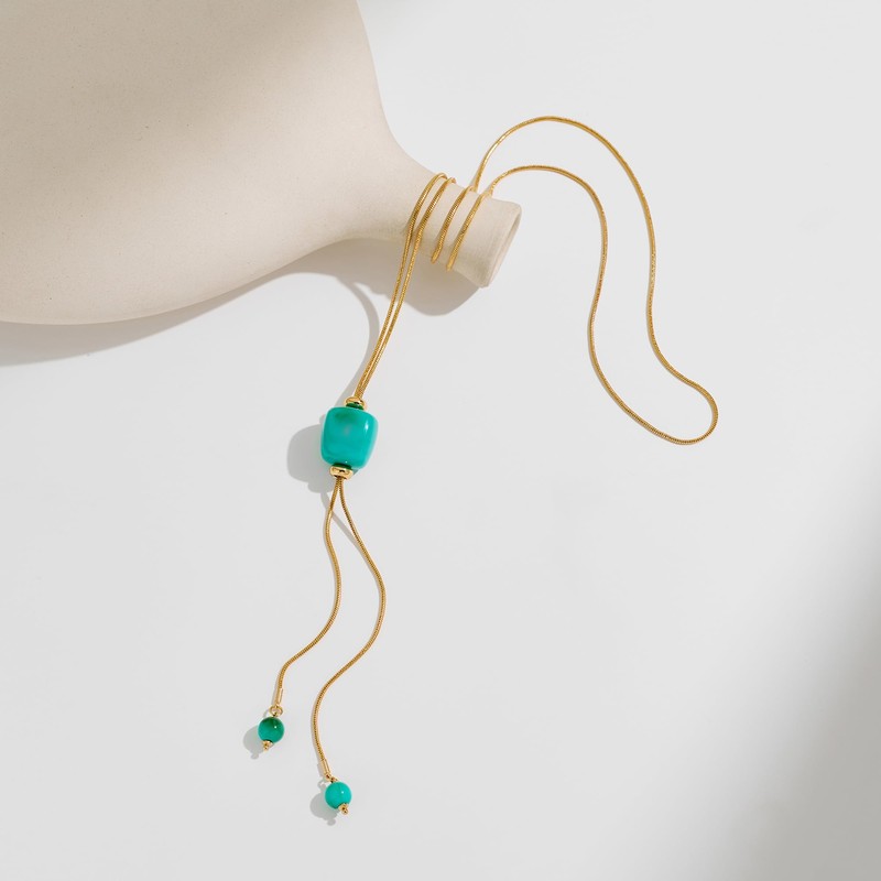 CUFELMU Long Y Necklace for Women Adjustable Sliding Bead Lariat