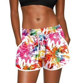 For G and PL Women Side Pockets Summer Breathable Swimming High Waisted Quick Dry Swim Shorts Multicoloured XL