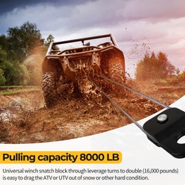 M MATI 8000 LBS Capacity Winch Snatch Block,Universal ATV UTV Heavy Duty Rope Pulley Block with Black Coating Fit for 3/16 to 5/16 inch Winch Cable