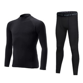 U-H Kids Undershirt, Spats, Top and Bottom Set, 47.2 - 66.9 inches (120 - 170 cm), Sweat Absorbent, Quick Drying, Compression Inner, black (black)