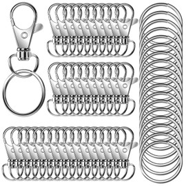 50Pcs Premium Swivel Snap Hook Keychains with Key Rings, Metal Keychain Clip and Key Ring, 25Pcs Key Chain Hooks and 25Pcs Key Rings for Lanyard Crafts Jewelry Keychain Making Silver 32mm/1.25inches