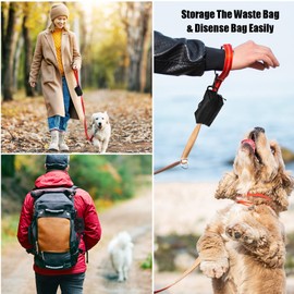 Dog Poop Bag Holder for Leash Attachment Dog Poop Bag Dispenser Dog Waste Bag Dispensers Dog Poop Bag Holders Fit Dog Leash Accessory With Hand Free Holder Carriers (Black) Pink
