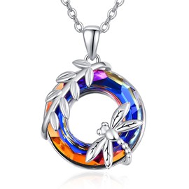 AENEAS Purple Crystal Necklace with Round Rings - Elegant Jewellery Made of 925 Silver, Crystal, Crystal