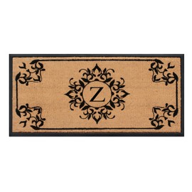 A1HC Floral Natural Coir & Rubber Monogrammed Door Mat for Front Door, 24x48, Heavy Duty Welcome Doormat, Anti-Shed Treated Durable Doormat Entrance, Front Doormat
