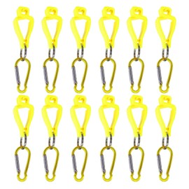 Homtone Glove Holder, Practical Glove Clip, Non-Slip Glove Clip with Carabiner, Safety Work Clips, Glove Grabber Holder for Masks, Gloves (Yellow, Pack of 12)