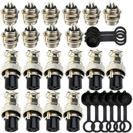 Aviation Connector GX12 5 Pin, Lsgoodcare 10Pairs GX12-5P 12MM Thread Male Female Wire Panel Metal Connector Plug 5A Circular Aviation Chassis Mount Socket with 10Pcs Aviation Caps