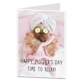 LimaLima Mother's Day Card Dog Spa Design For Mothering Sunday From Son Or Daughter Perfect For Mum, Grandma, Nain