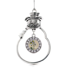 Inspired Silver - Daughter Daisy Flower - Silver Christmas Ornament - Circle Charm Christmas Tree Ornament with Cubic Zirconia - Snowman Hanging Decoration