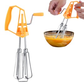 Stainless Steel Egg Whisk, Rotary Hand Crank Whisk Blender, Versatile Tool for Egg Beater, Milk Frother, Hand Push Mixer Stirrer for Blending, Whisking, Beating & Stirring