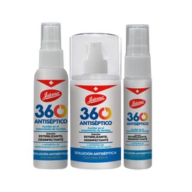 Jaloma 360 Pack de 3 piezas de 100 ml + 60 ml+ 30 ml, antiséptico para piel, auxiliar para heridas superficiales, sin ardor ni dolor