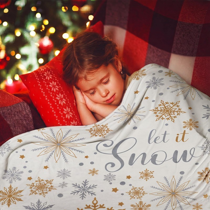 60 x 80 Inch Christmas Let It Snow Plush Throw