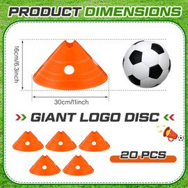 ShinyRelief 10 Pieces Jumbo Disc Cones Jumbo Soccer Cones with Mesh Bag Giant Large Agility for Soccer Training Adult Sports (Orange)