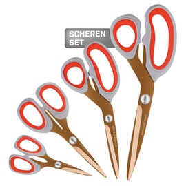 Scissor Palace Scissors Set [Copper Red & Titanium Coated] 23.5 cm, 20.5 cm, 17.5 cm and 13.5 cm | Sewing Accessories | Fabric Scissors | Household Scissors | Scissor